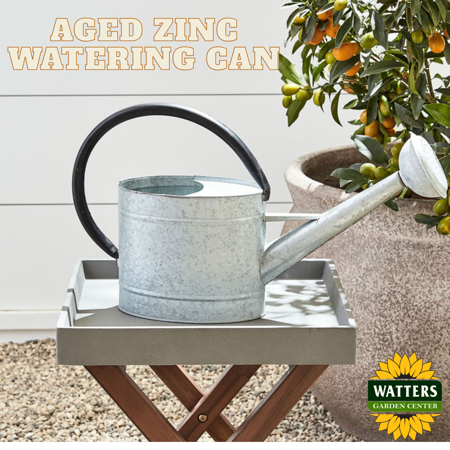 Aged Zinc Watering Can - 1.3 Gal