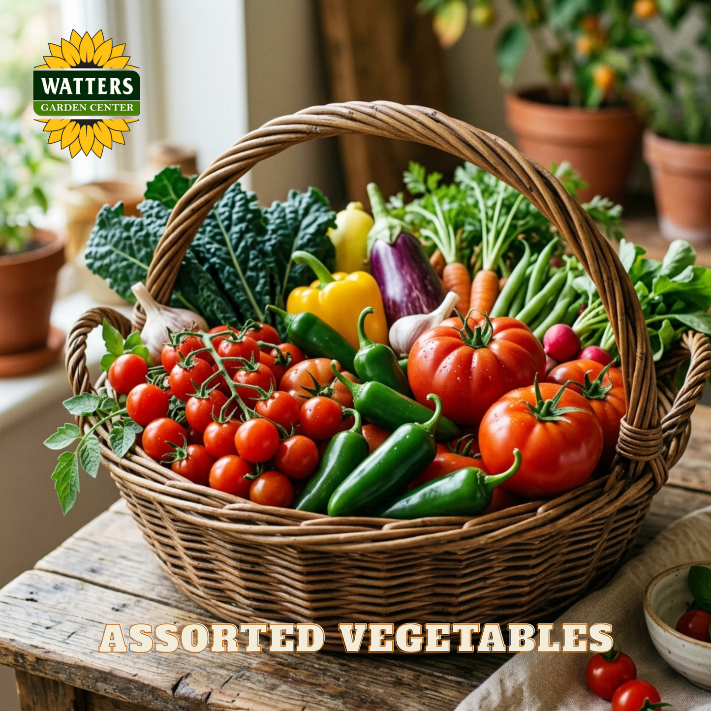 ASSORTED VEGETABLES 12in CACHE WITH CAGE