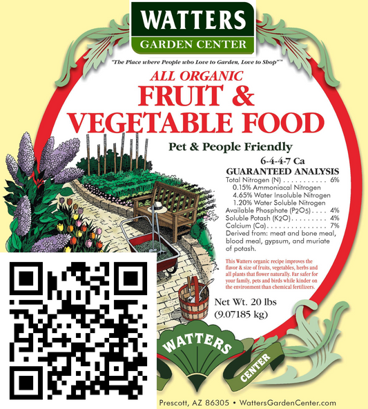 WATTERS 6-4-4-7 FRUIT & VEGETABLE FOOD 20lb