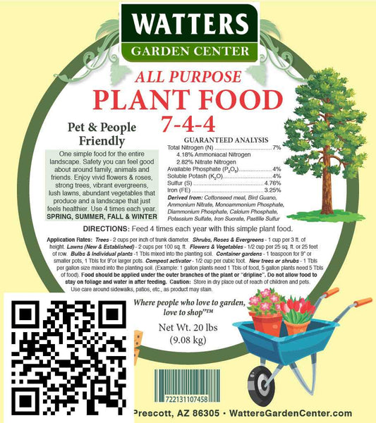 WATTERS 7-4-4 ALL PURPOSE PLANT FOOD 20lb