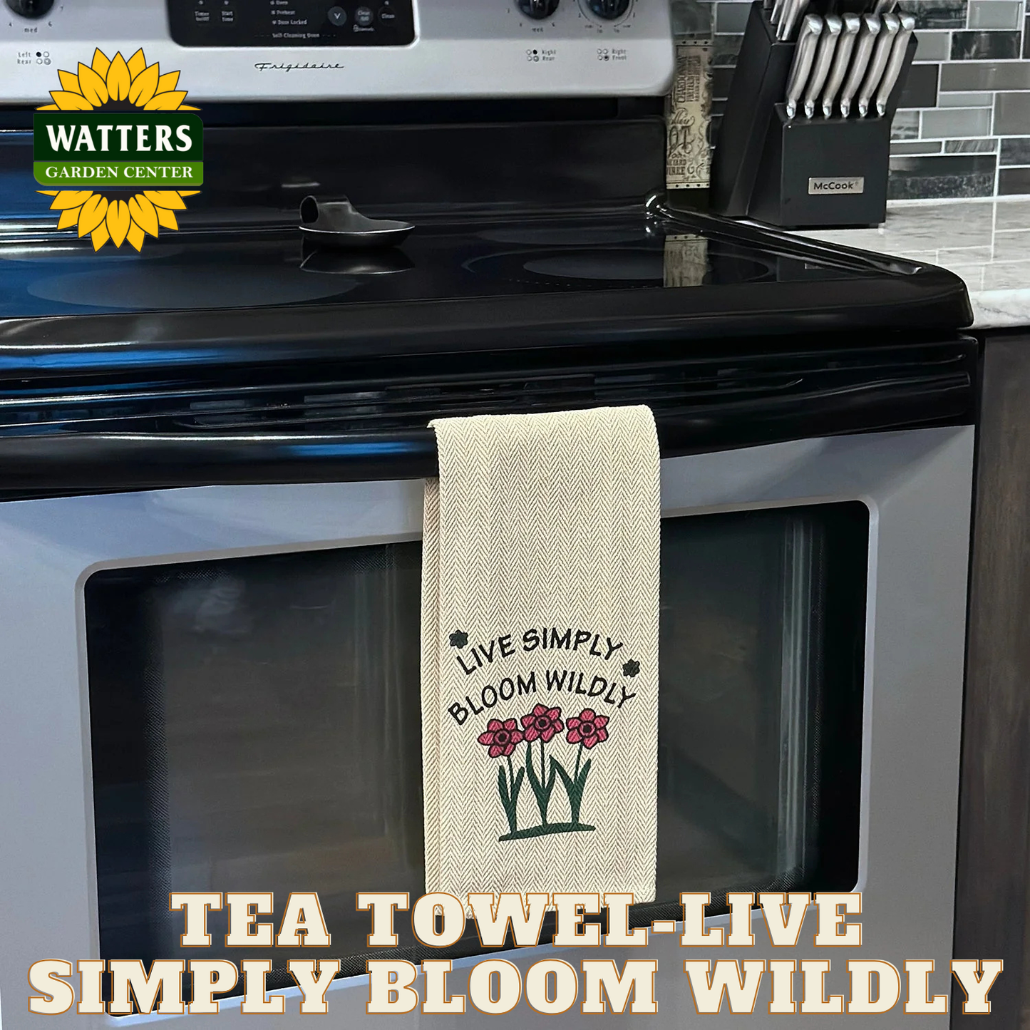 Tea Towel - Live Simply Bloom Wildly