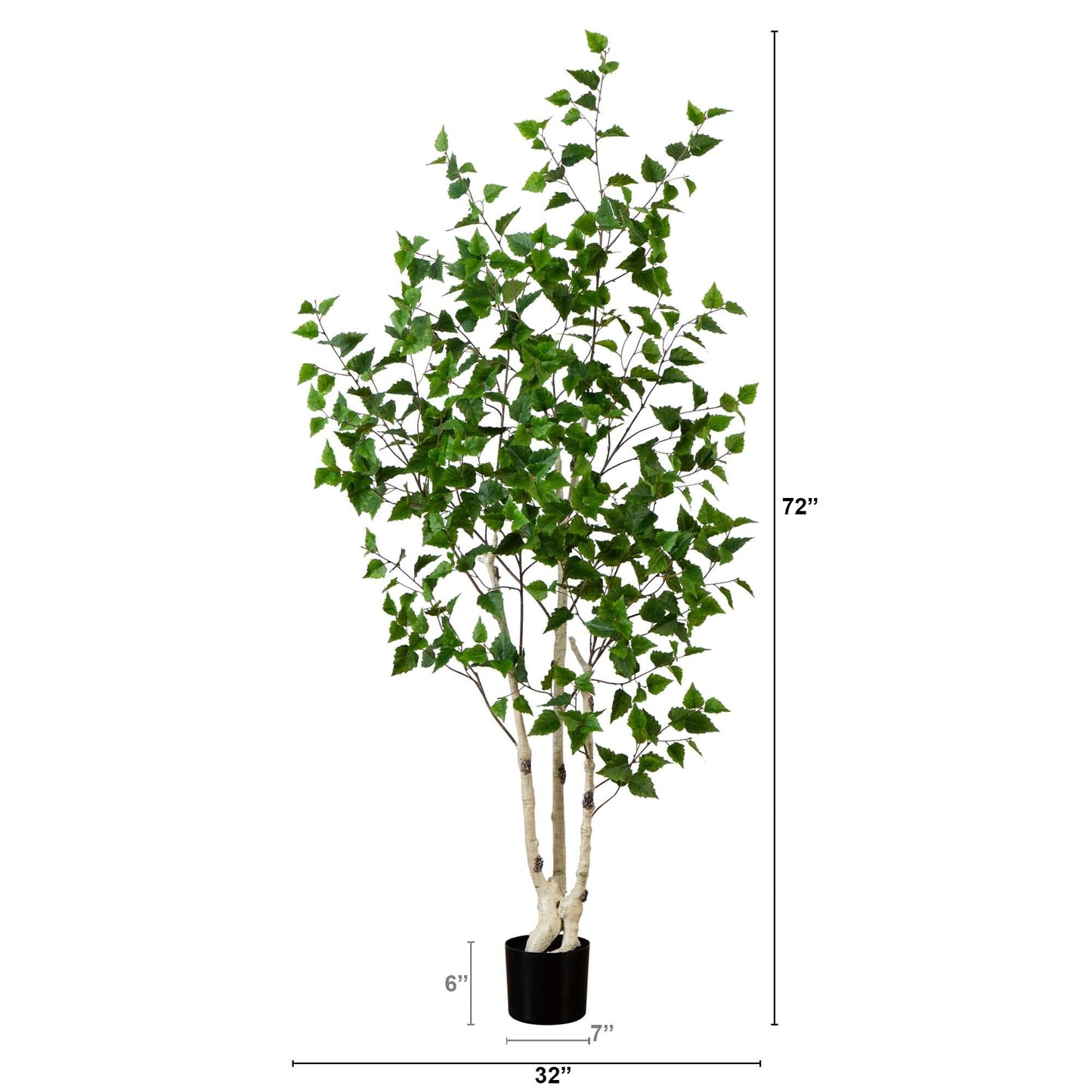 Birch Faux Tree with Real Touch Leaves 6’