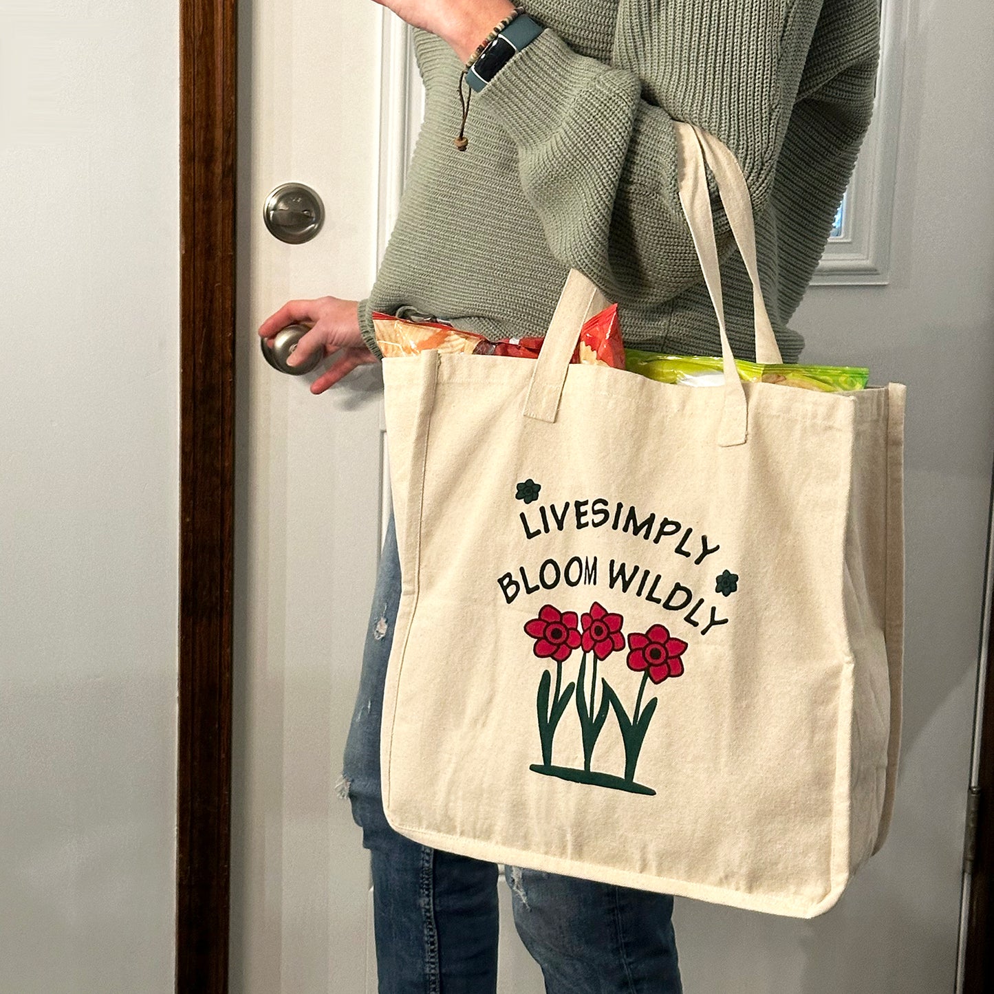 Cloth Bag - Live Simply Bloom Wildly