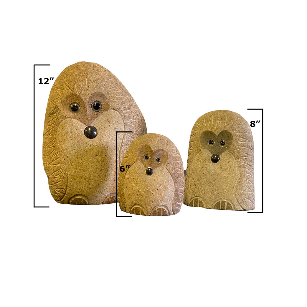 Boulder Standing Hedgehogs Family - large 3 Pcs 6"-8"-12"