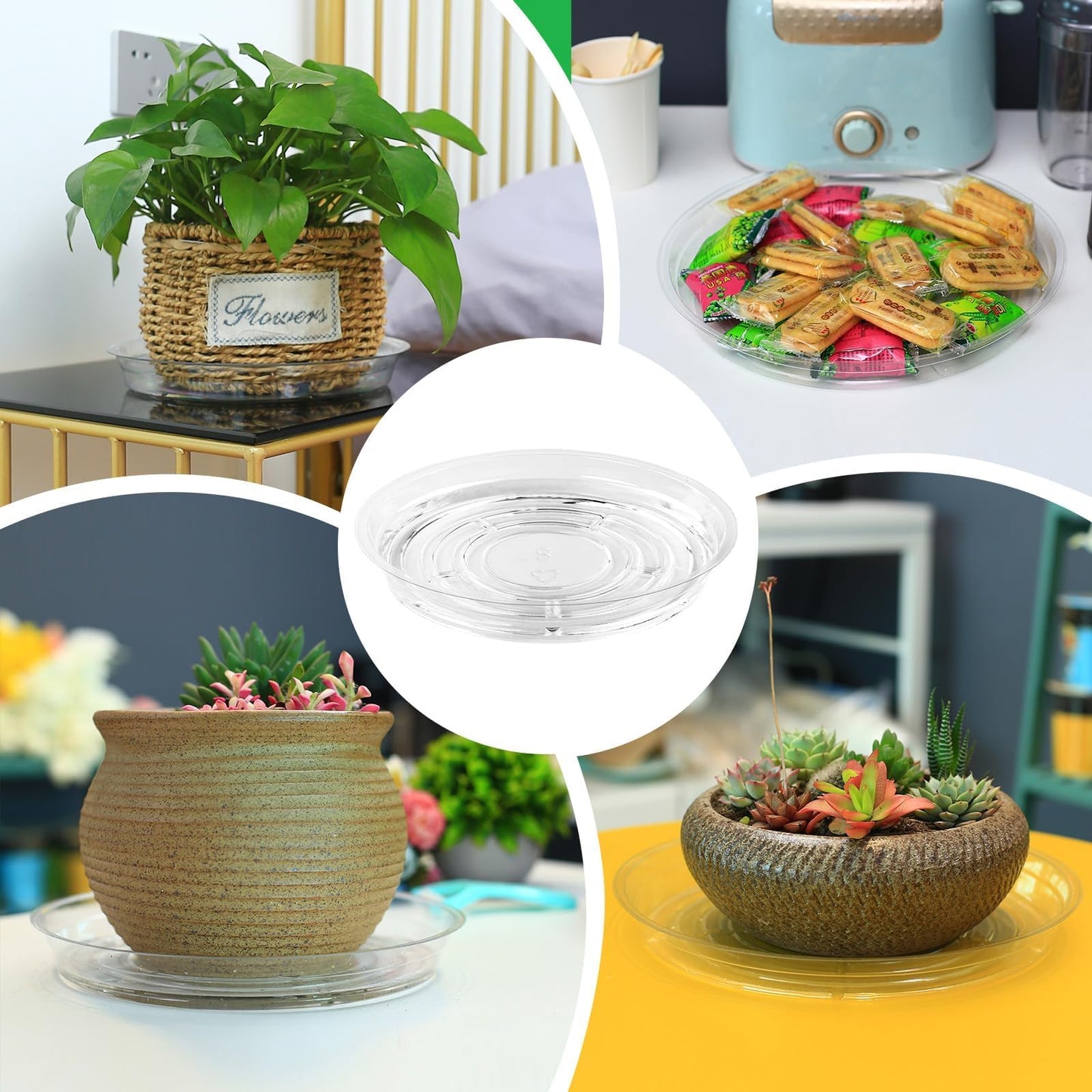 CLEAR PLASTIC SAUCER ROUND 12in
