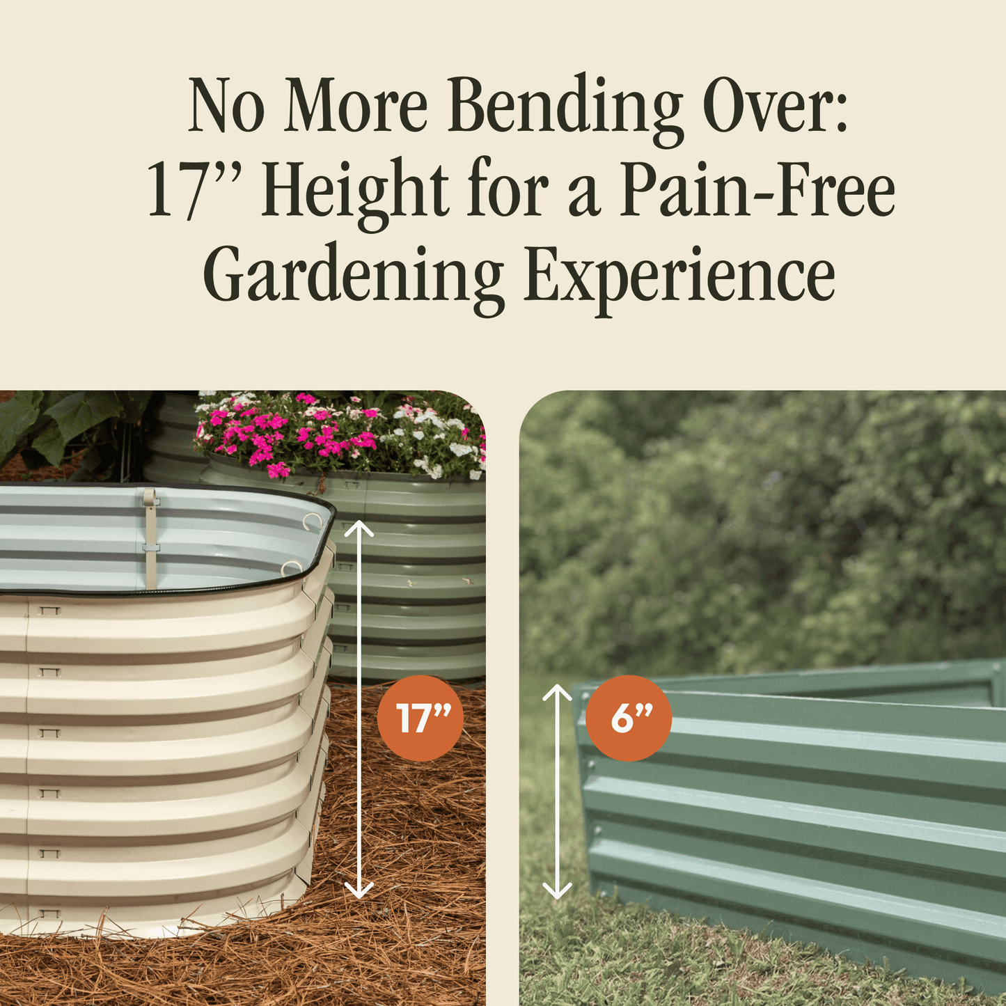 17" Tall 6 In 1 "No Tools Needed" Premium Metal Raised Garden Bed Kit
