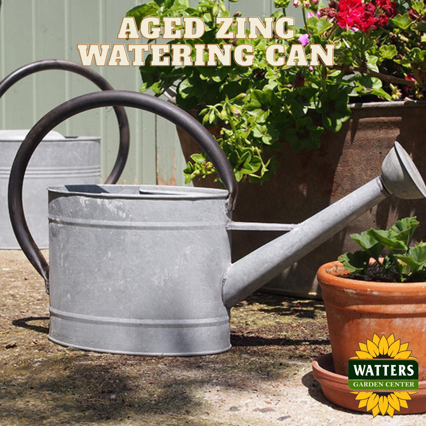 Aged Zinc Watering Can - 1.3 Gal