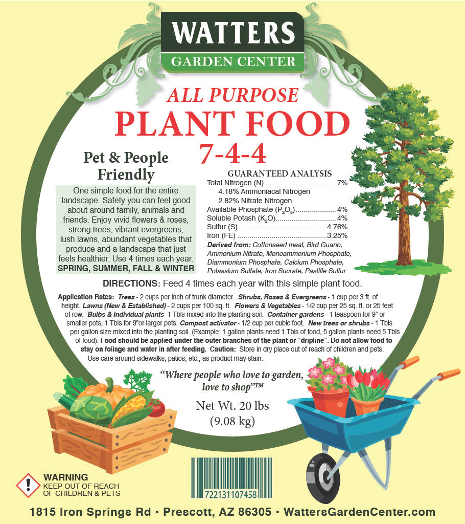 WATTERS 7-4-4 ALL PURPOSE PLANT FOOD 20lb