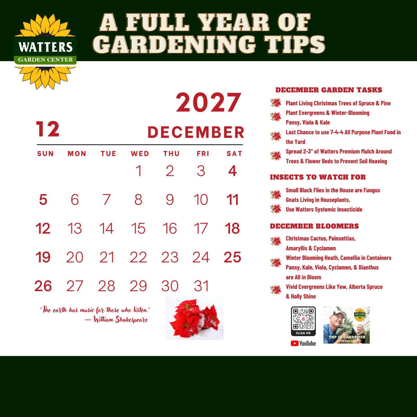 2027 Watters Garden Calendar