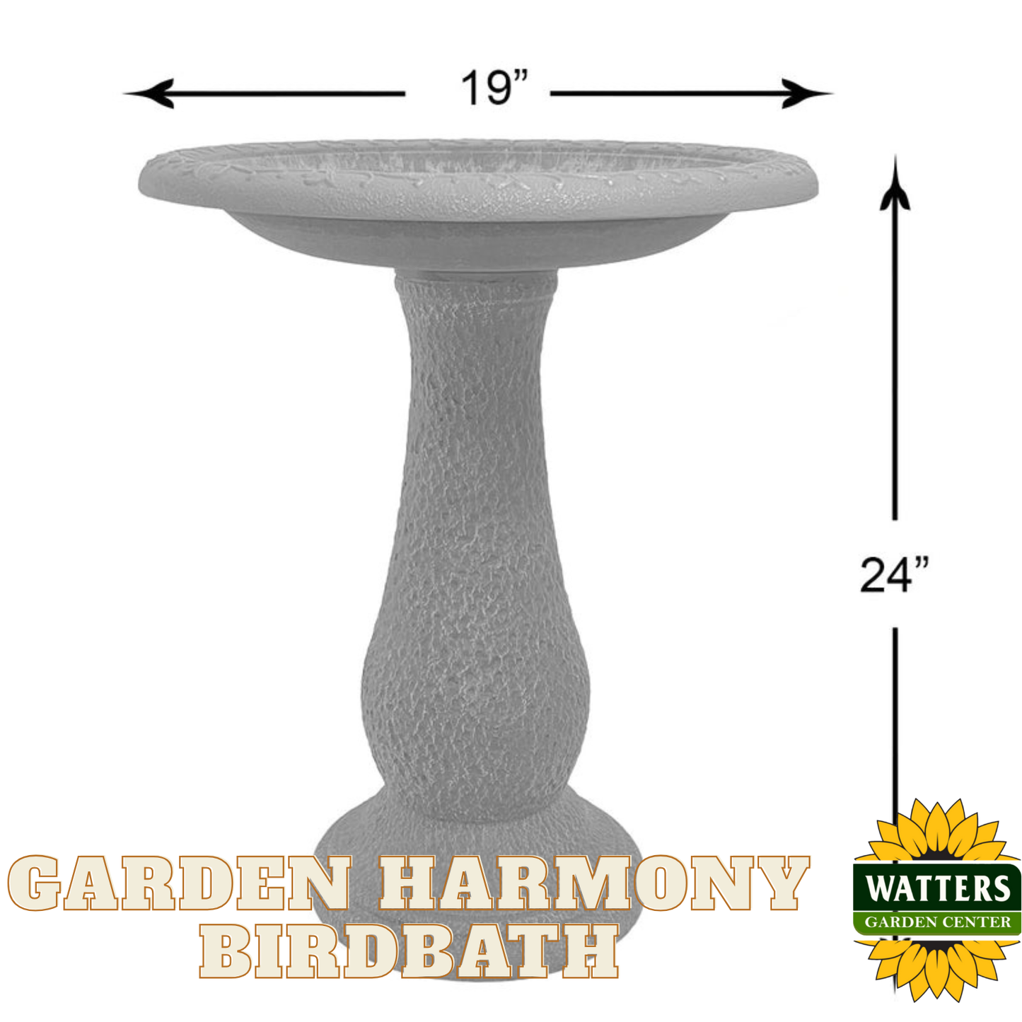 Garden Harmony Birdbath - Gray