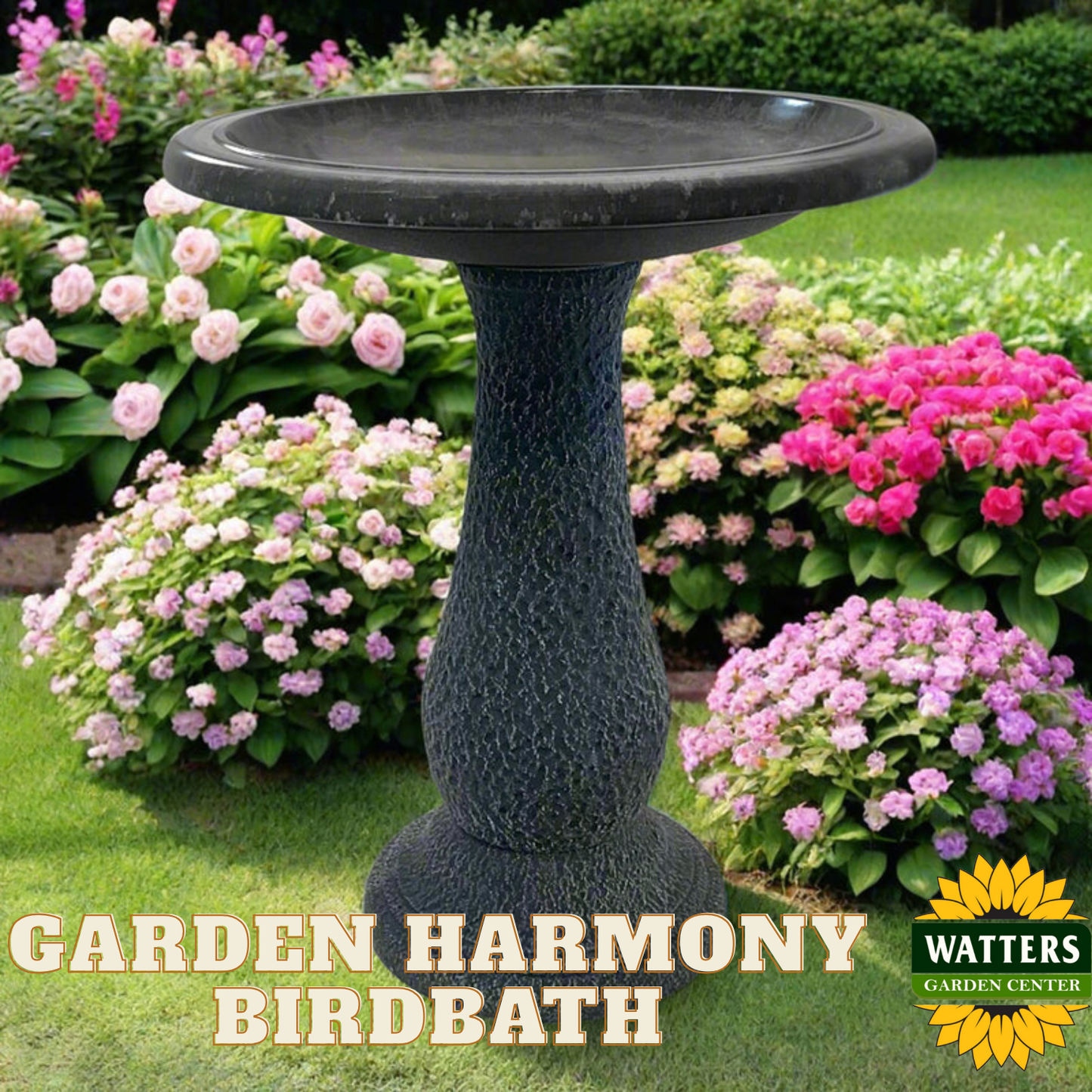 Garden Harmony Birdbath - Gray