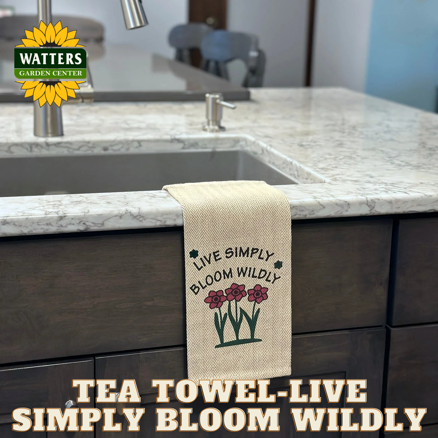 Tea Towel - Live Simply Bloom Wildly