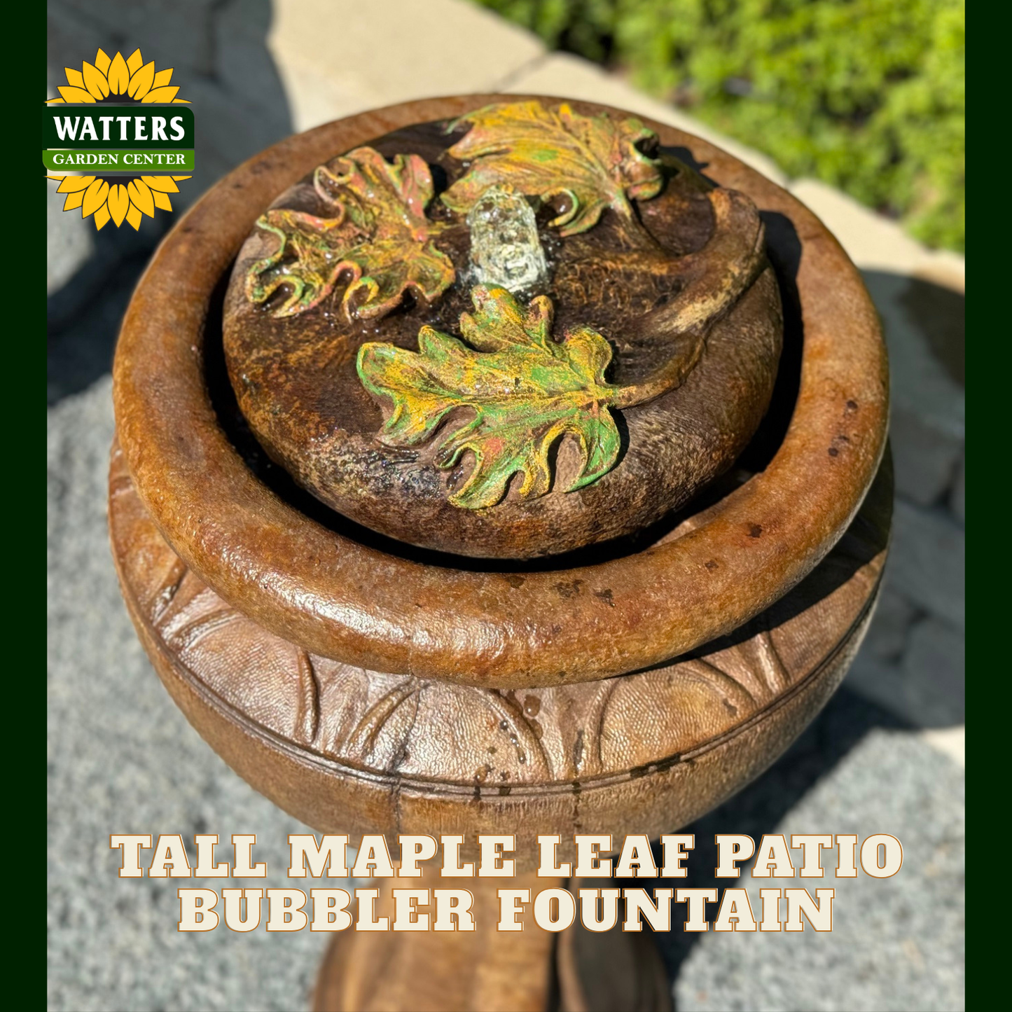 TALL MAPLE LEAF PATIO BUBBLER FOUNTAIN
