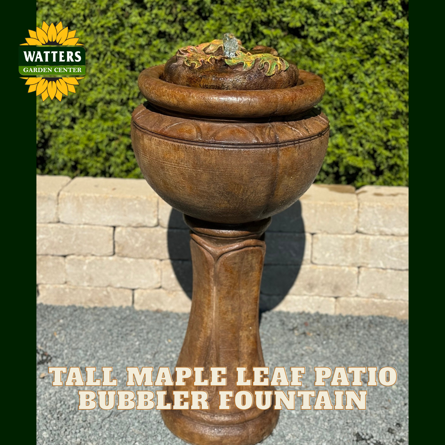 TALL MAPLE LEAF PATIO BUBBLER FOUNTAIN