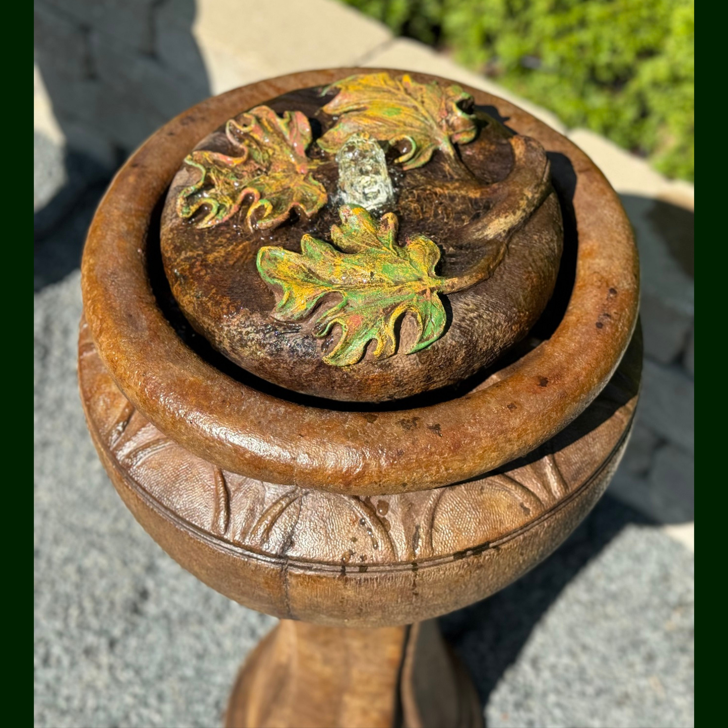TALL MAPLE LEAF PATIO BUBBLER FOUNTAIN