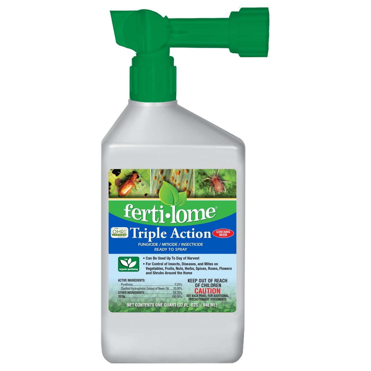 Fertilome Triple Action spray bottle on a white background