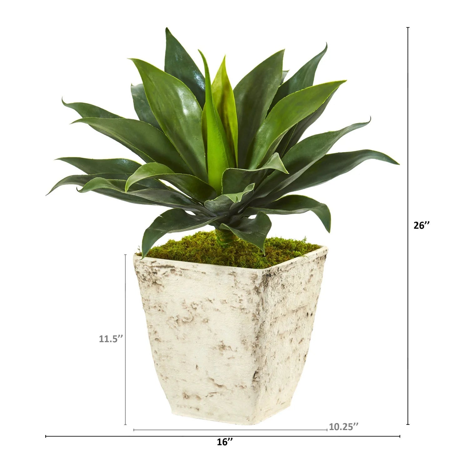 Large Agave Faux Plant in Country White Planter 26”
