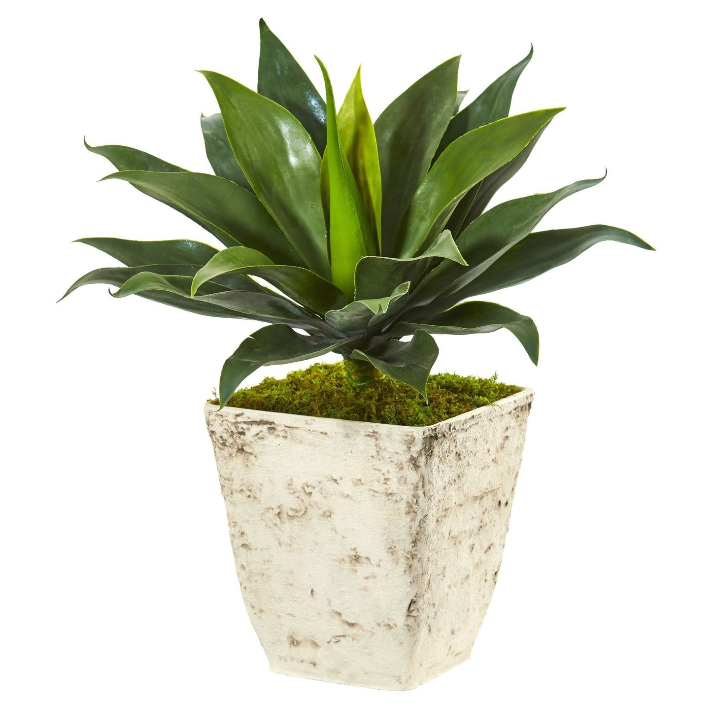 Large Agave Faux Plant in Country White Planter 26”