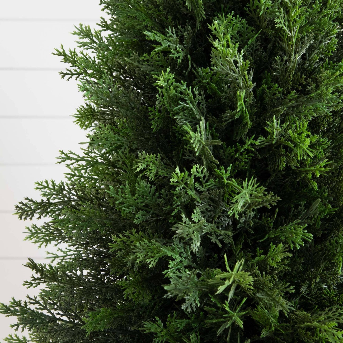 Cedar Faux Tree in Decorative White Planter 3’