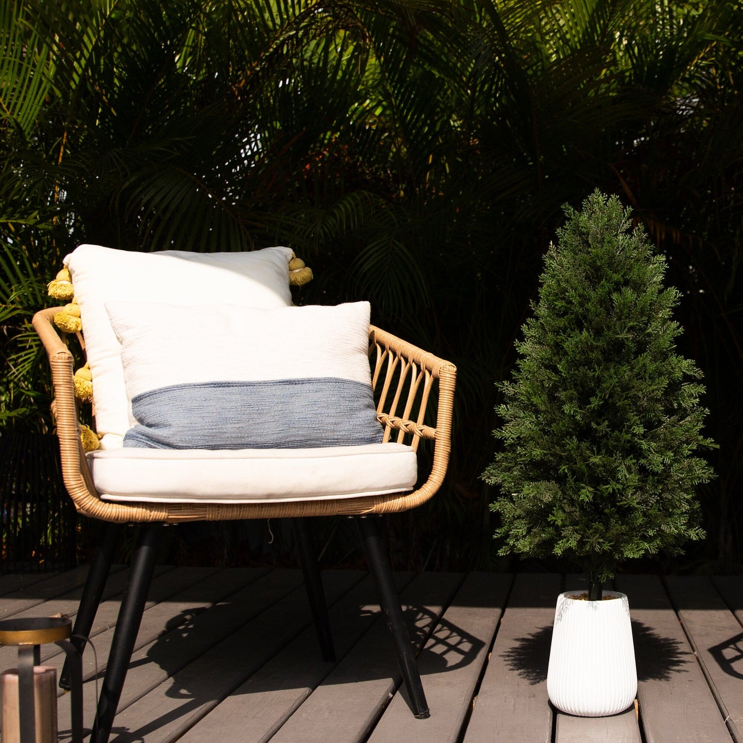 Cedar Faux Tree in Decorative White Planter 3’