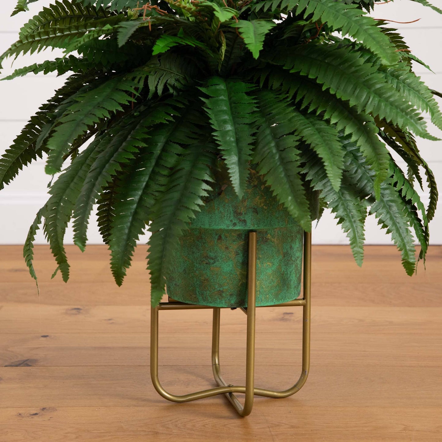Boston Fern Faux in Patina Planter & Stand 31”