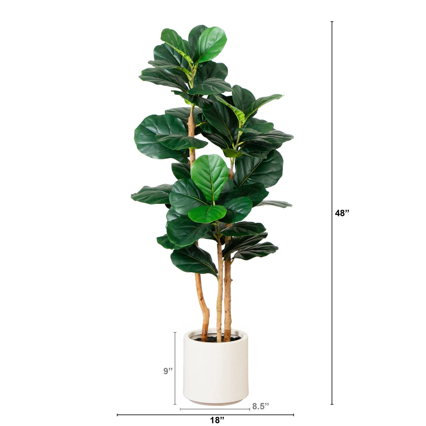 Fiddle Leaf Faux Tree in Decorative White Planter 4’