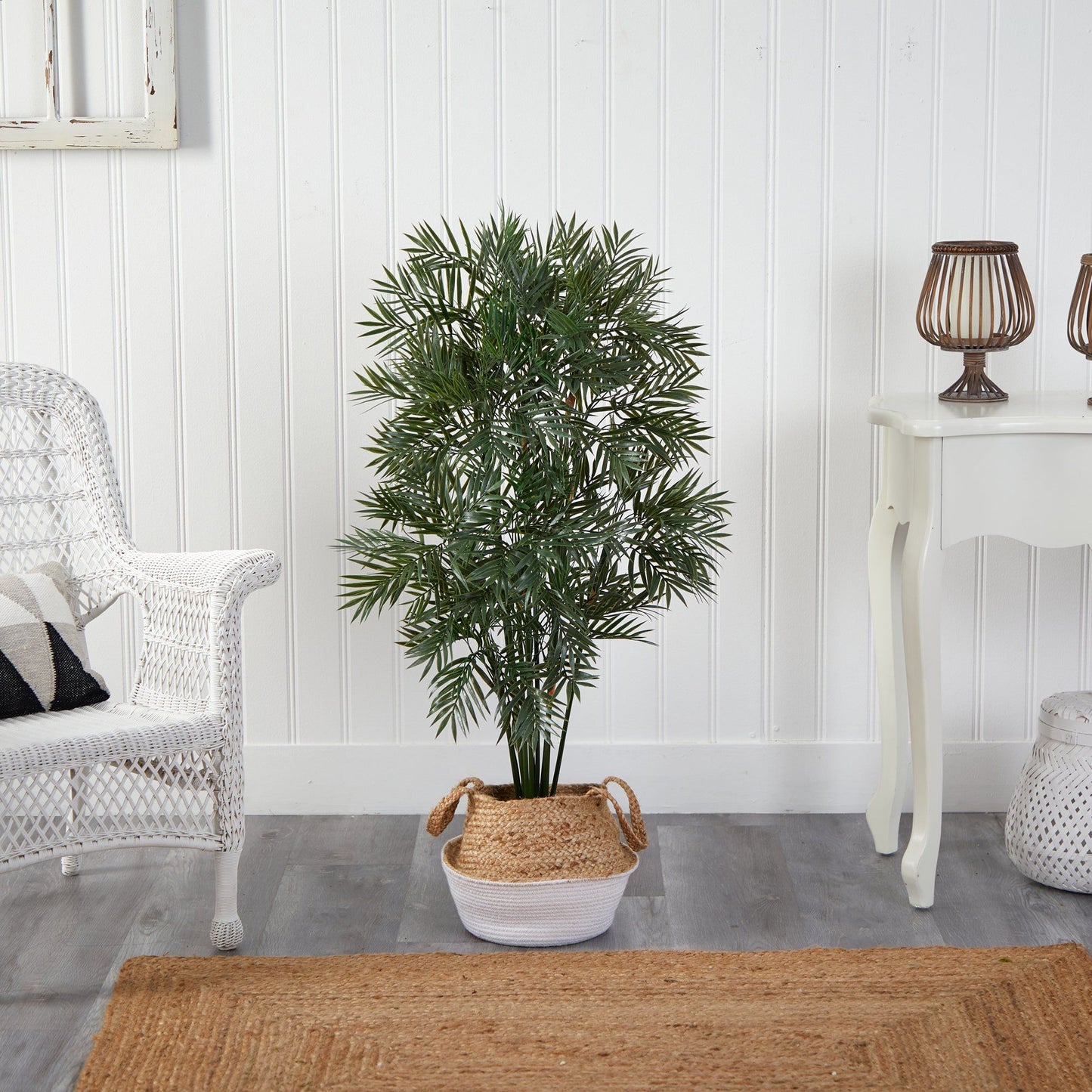Parlor Palm Faux Tree in Boho Chic Jute Planter 4'