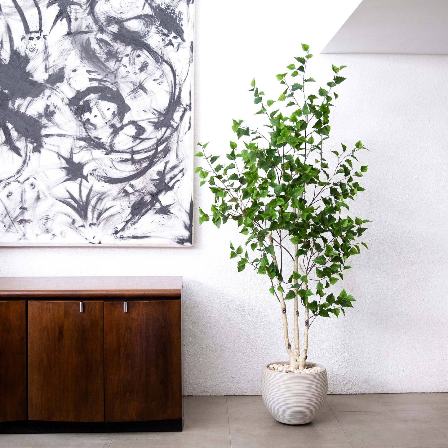 Birch Faux Tree with Real Touch Leaves 6’