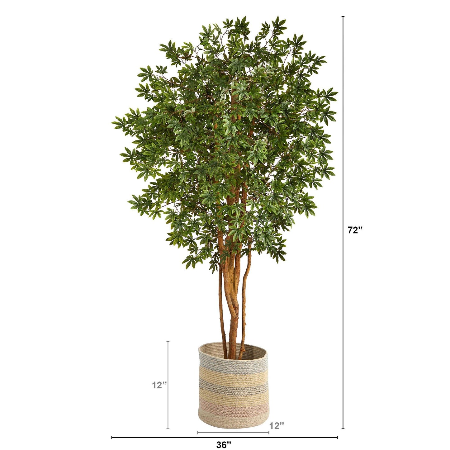 Japanese Maple Faux Tree in Natural Cotton Woven Planter 6’