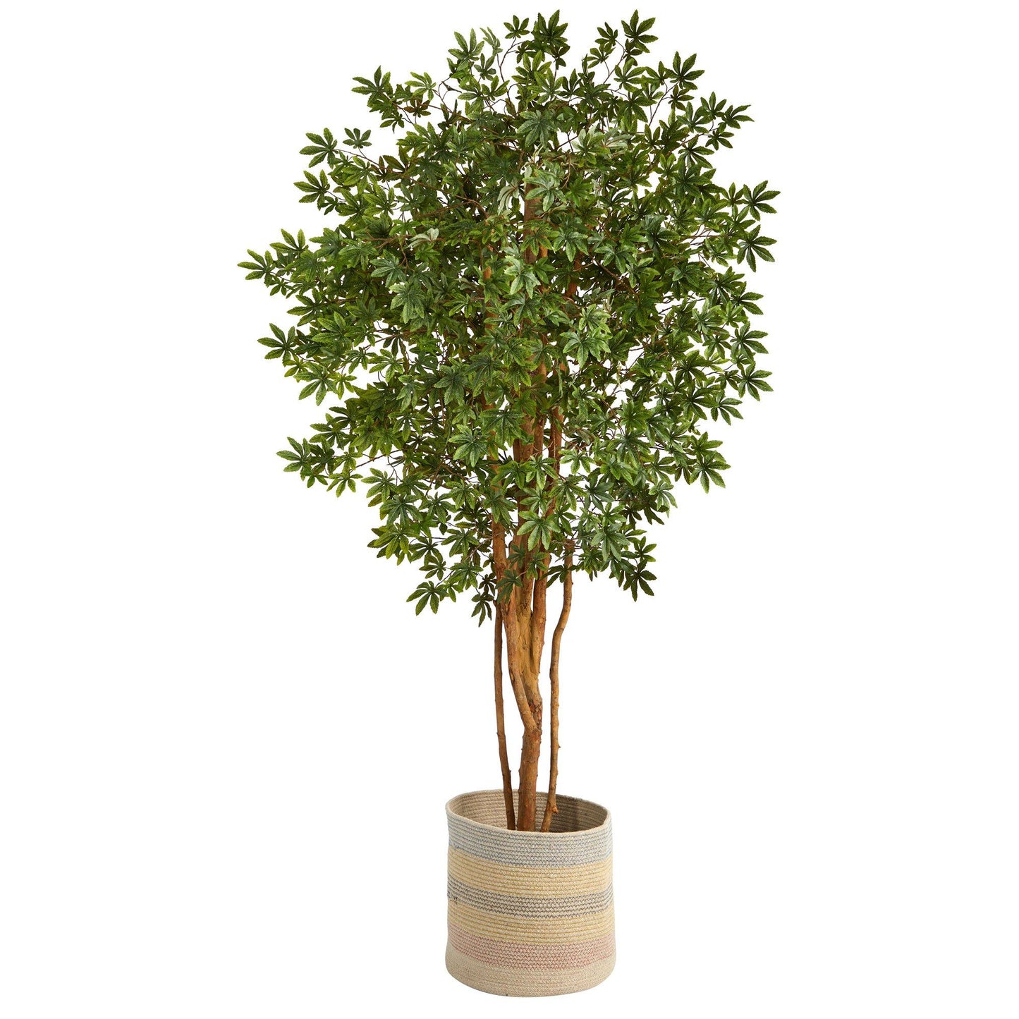 Japanese Maple Faux Tree in Natural Cotton Woven Planter 6’