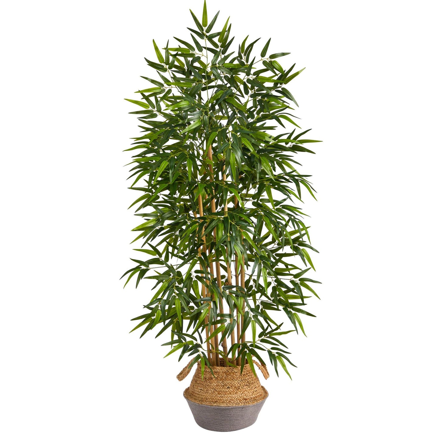 Bamboo Tree with Real Trunks Faux Boho Chic Jute Woven Planter 64"