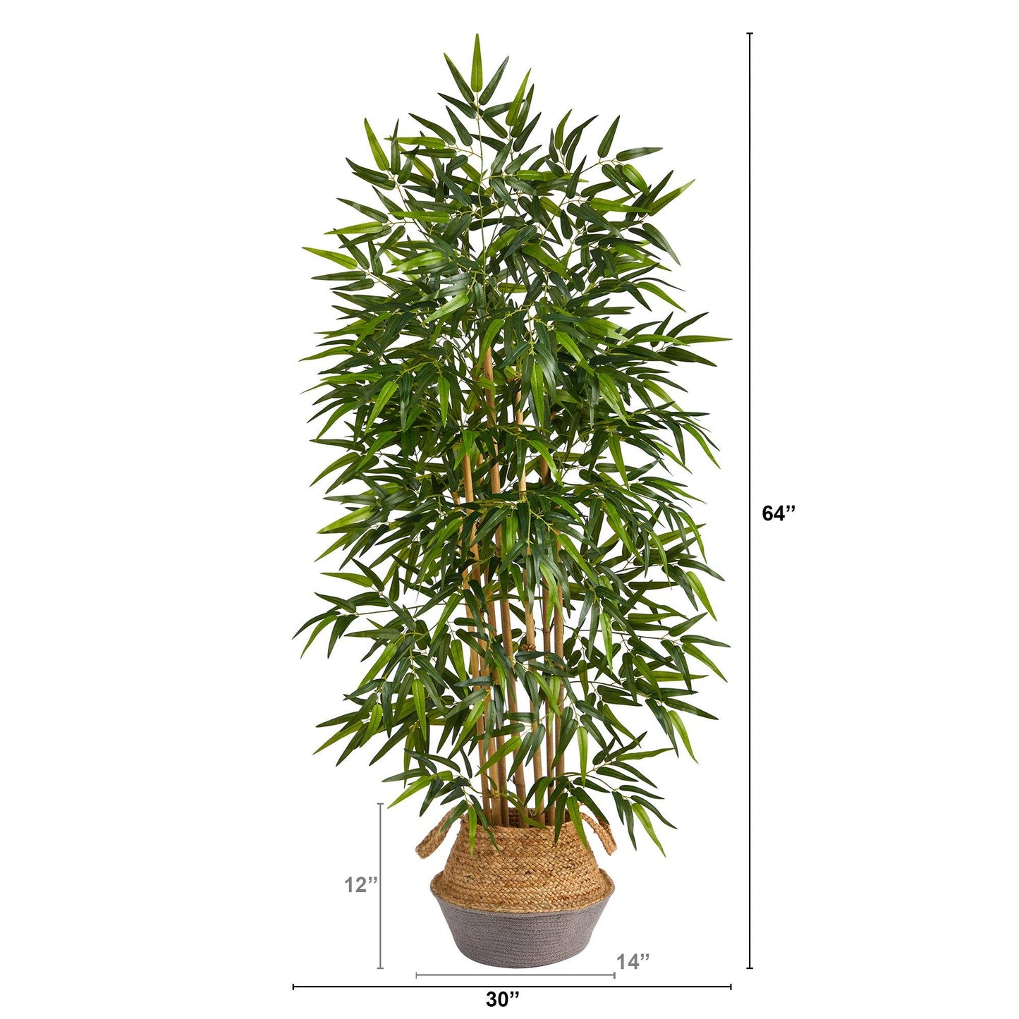 Bamboo Tree with Real Trunks Faux Boho Chic Jute Woven Planter 64"