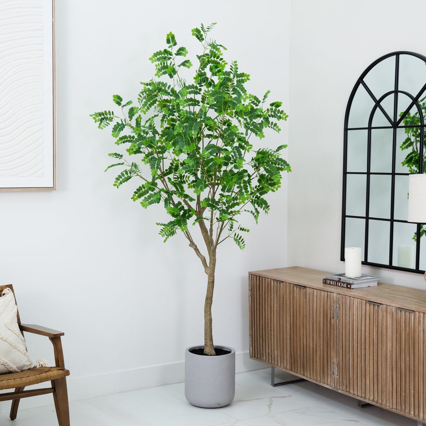 Locust Citrus Faux Tree in Decorative Planter 7.5’