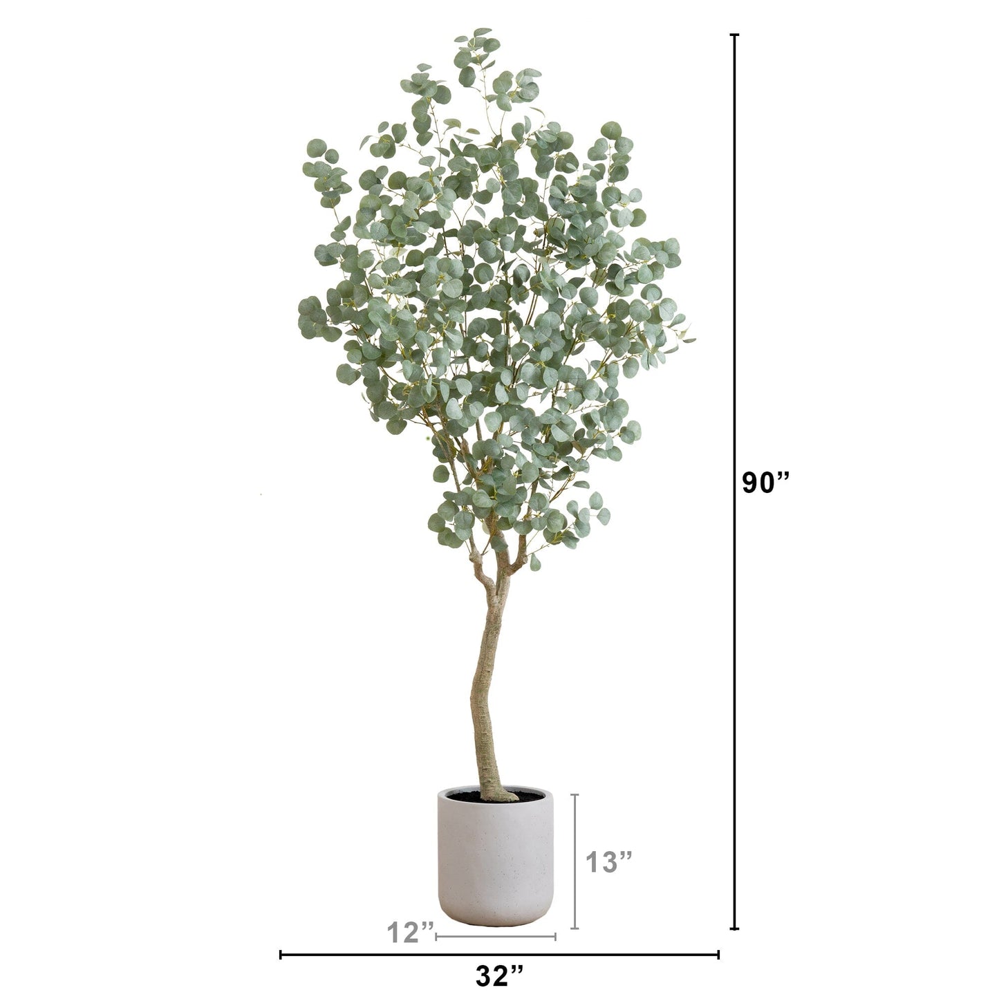 Eucalyptus Faux Tree in Resin Stone Planter 7.5’