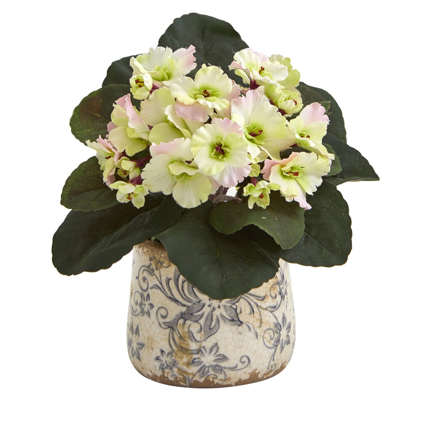African Violet (Set of 2) Faux Plant in Floral Design Vase 8”
