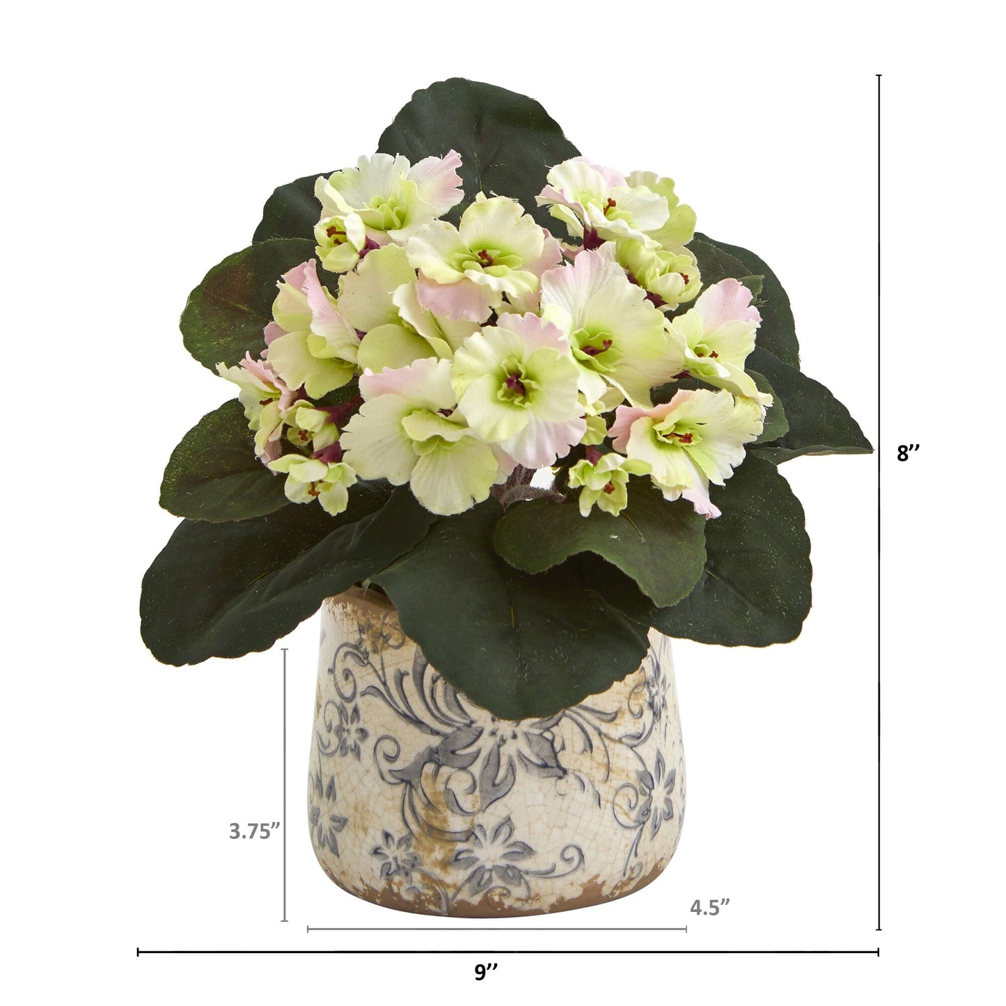 African Violet (Set of 2) Faux Plant in Floral Design Vase 8”