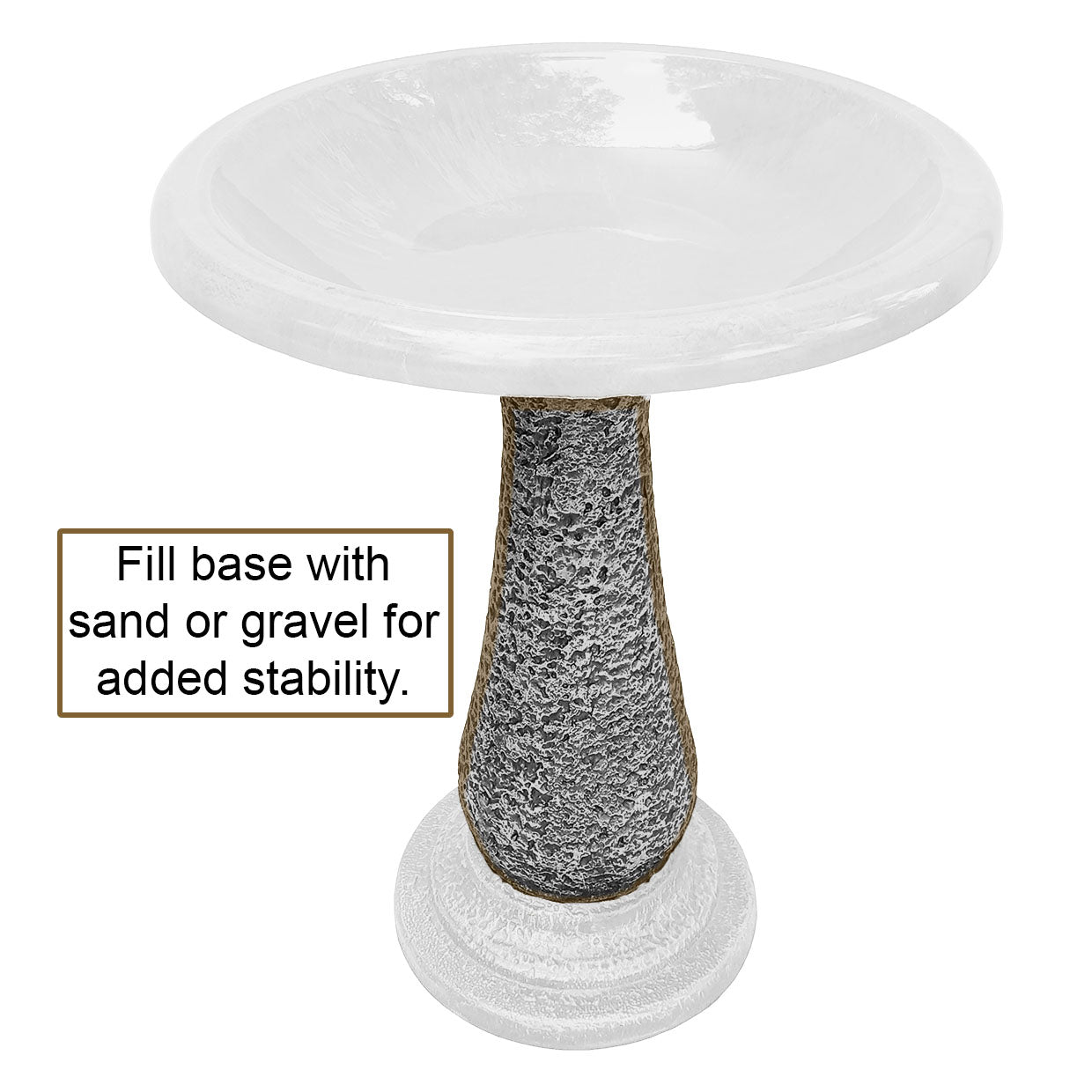 24" Antique Brown Fiber Clay Birdbath