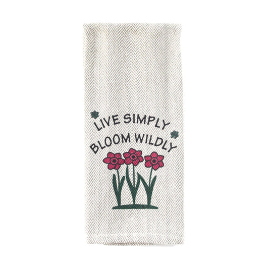 Tea Towel - Live Simply Bloom Wildly