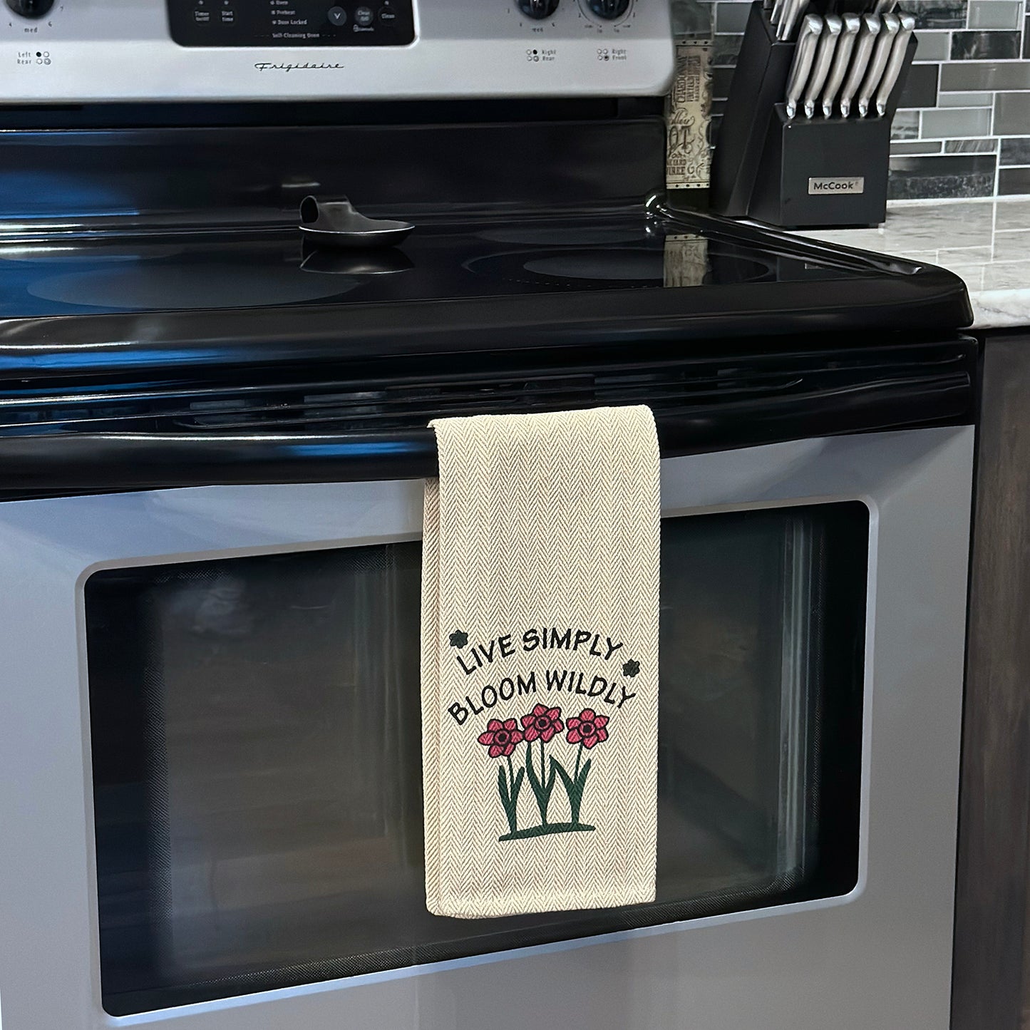 Tea Towel - Live Simply Bloom Wildly
