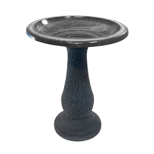 24" Gray Fiber Clay Birdbath