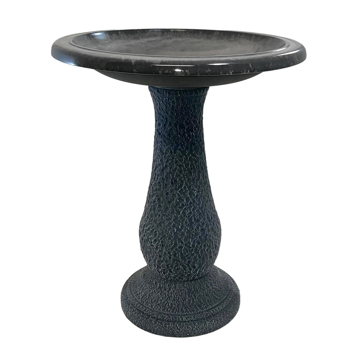 24" Gray Fiber Clay Birdbath