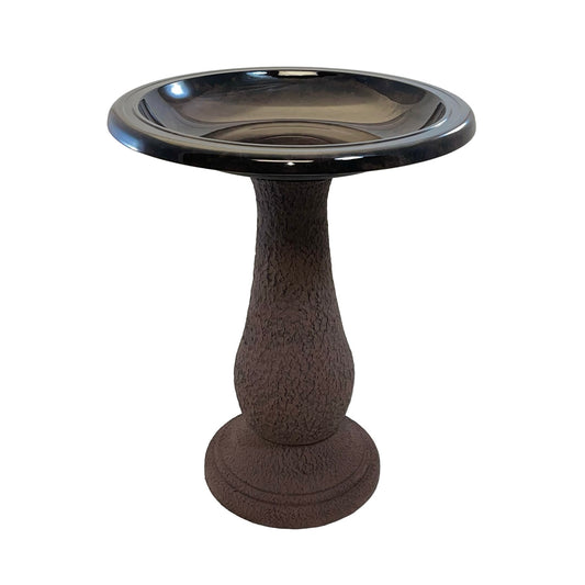 24" Antique Brown Fiber Clay Birdbath