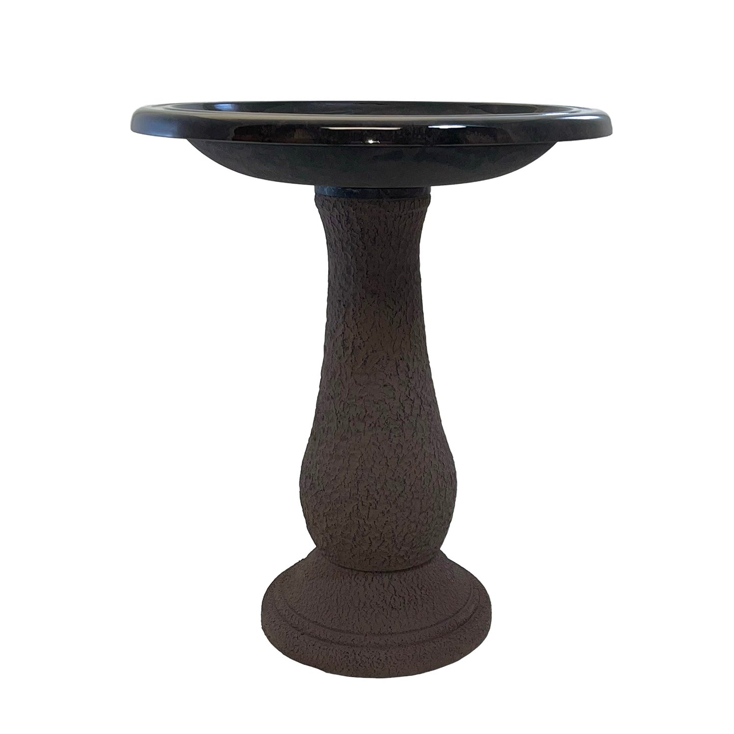 24" Antique Brown Fiber Clay Birdbath