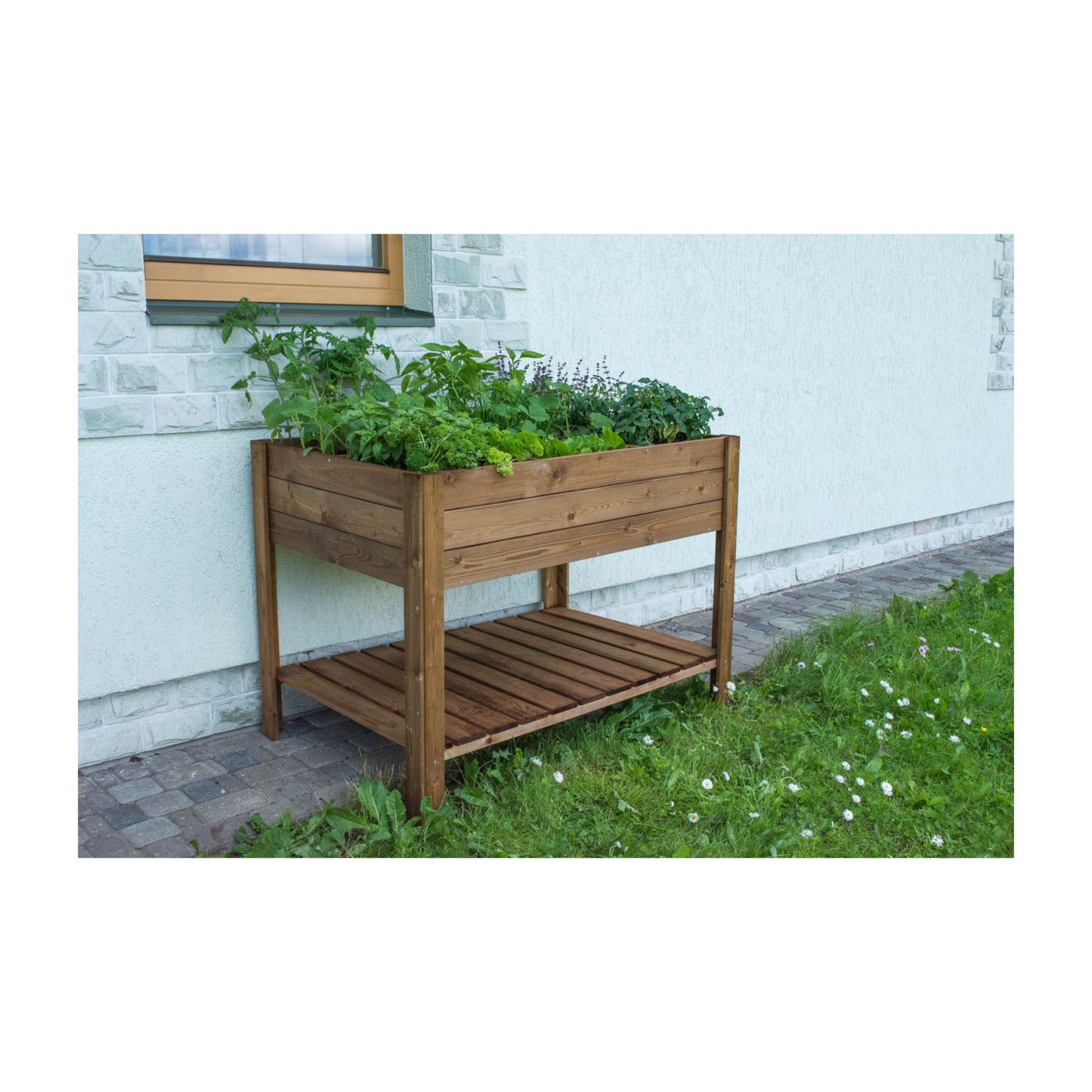 Sturdy Raised Bed with Shelf