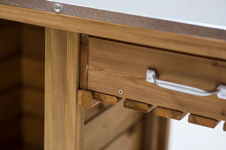 Gardener's Table with Wheels Cabinet and Drawer