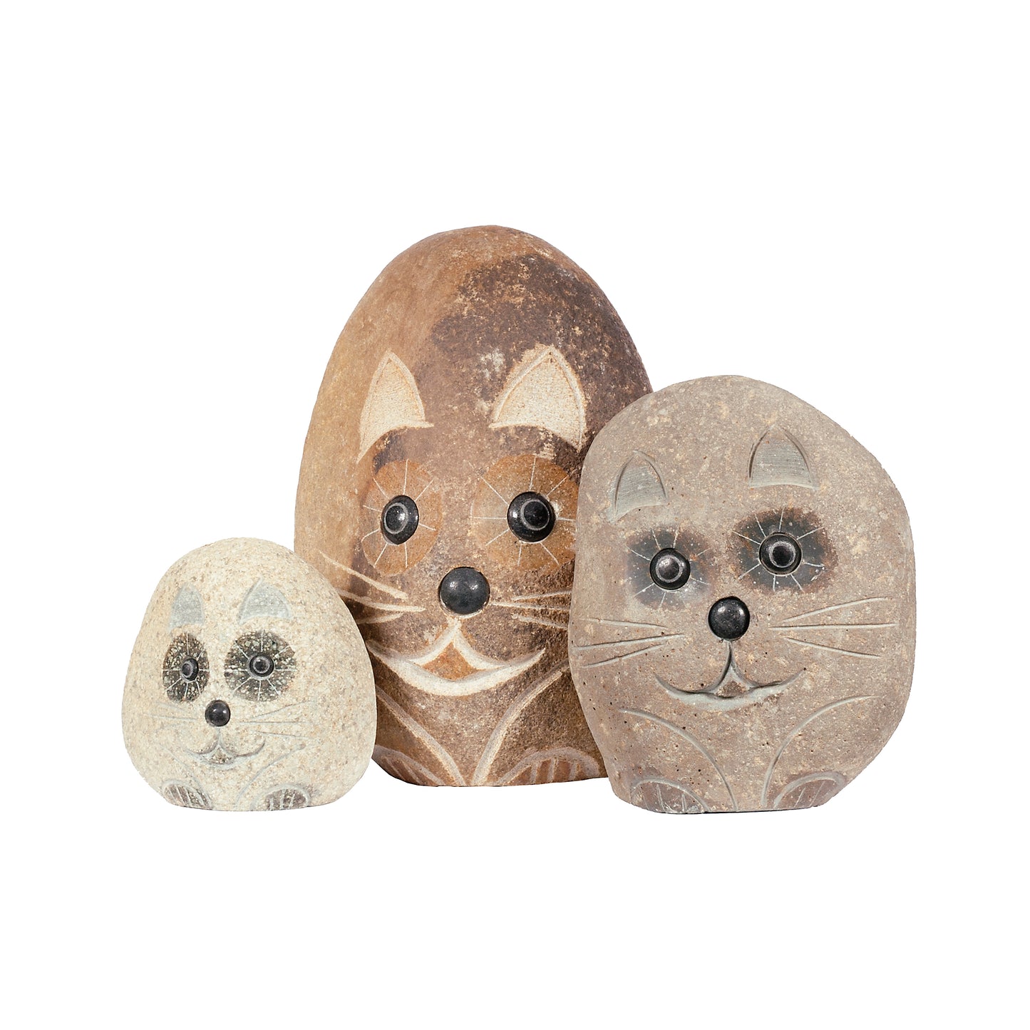 Boulder Cats Family - cute 3 Pcs 4"-6"-8"