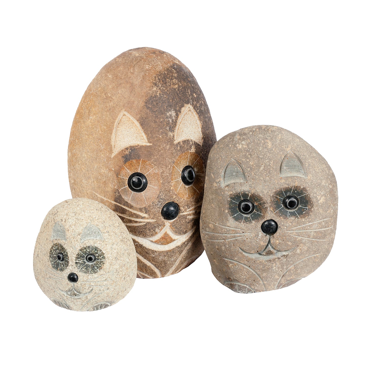Boulder Cats Family - cute 3 Pcs 4"-6"-8"