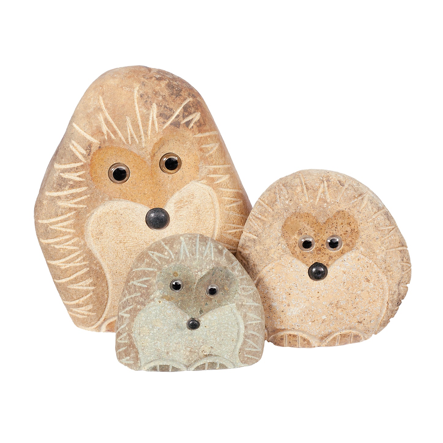 Family of Boulder Standing Hedgehogs 3 Pcs 4"6"8"
